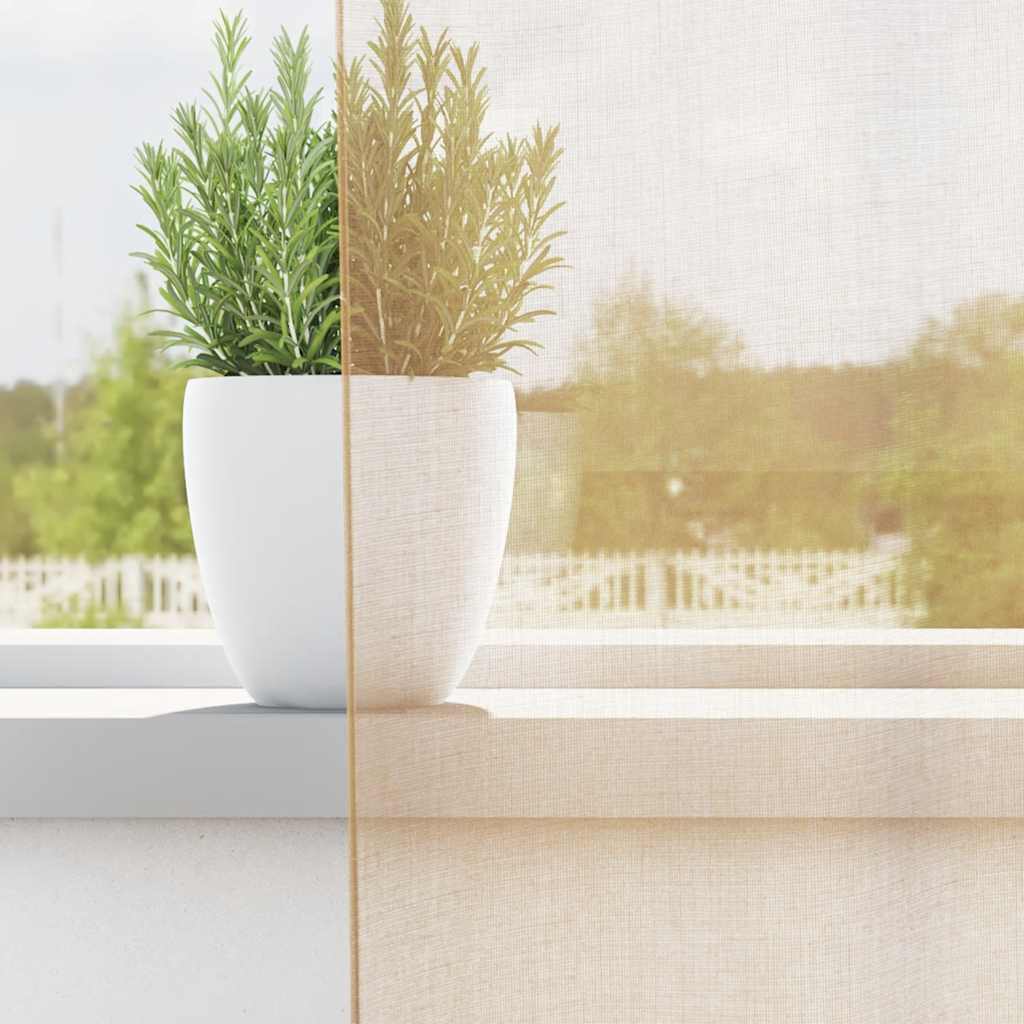 Tende in Voile con Passanti 2 pz Sabbia 140x175 cm