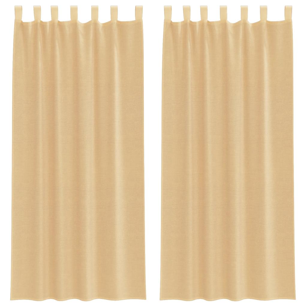 Tende in Voile con Passanti 2 pz Sabbia 140x245 cm