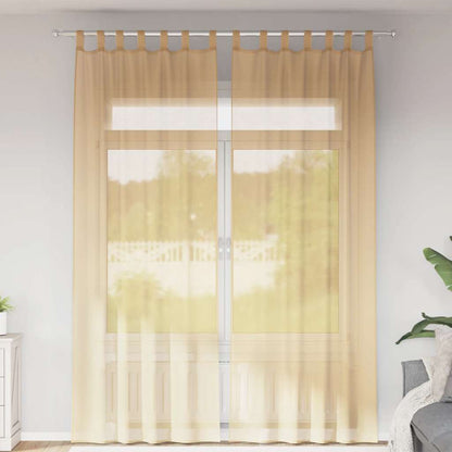 Tende in Voile con Passanti 2 pz Sabbia 140x260 cm | homemem39