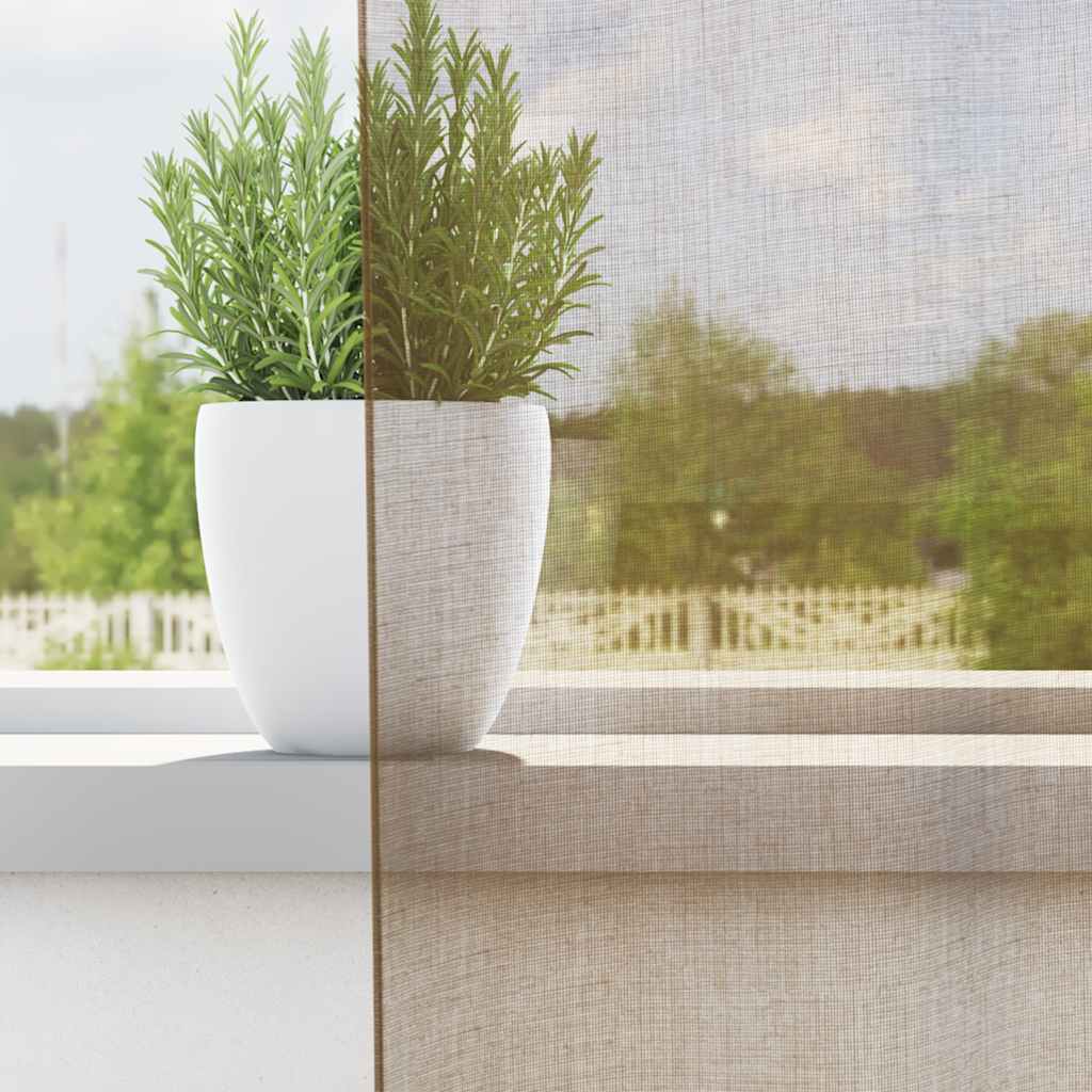 Tende in Voile con Passanti 2 pz Marrone Chiaro 140x175 cm | homemem39