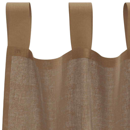 Tende in Voile con Passanti 2 pz Marrone Chiaro 140x175 cm | homemem39