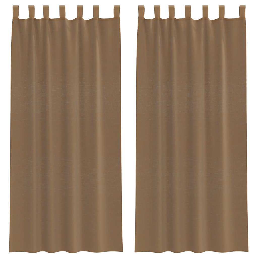 Tende in Voile con Passanti 2 pz Marrone Chiaro 140x245 cm | homemem39