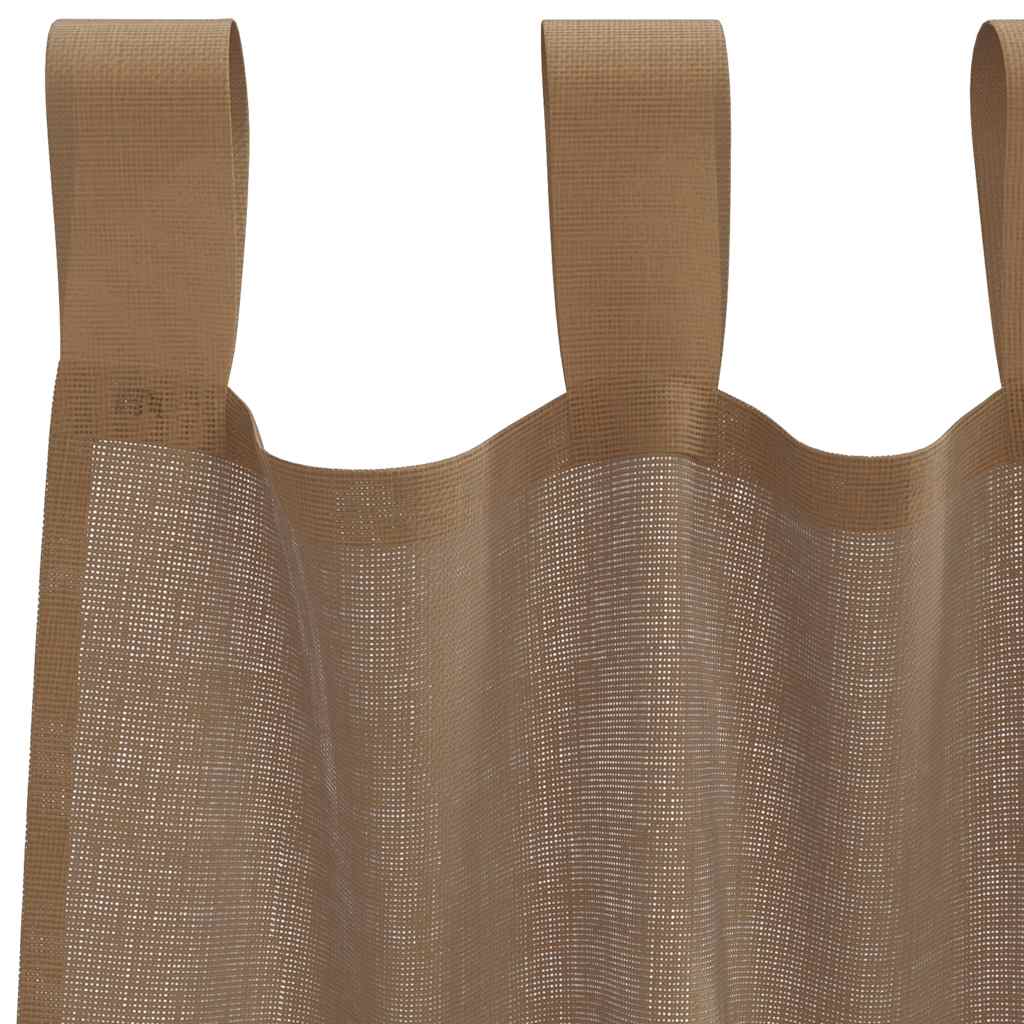 Tende in Voile con Passanti 2 pz Marrone Chiaro 140x245 cm | homemem39