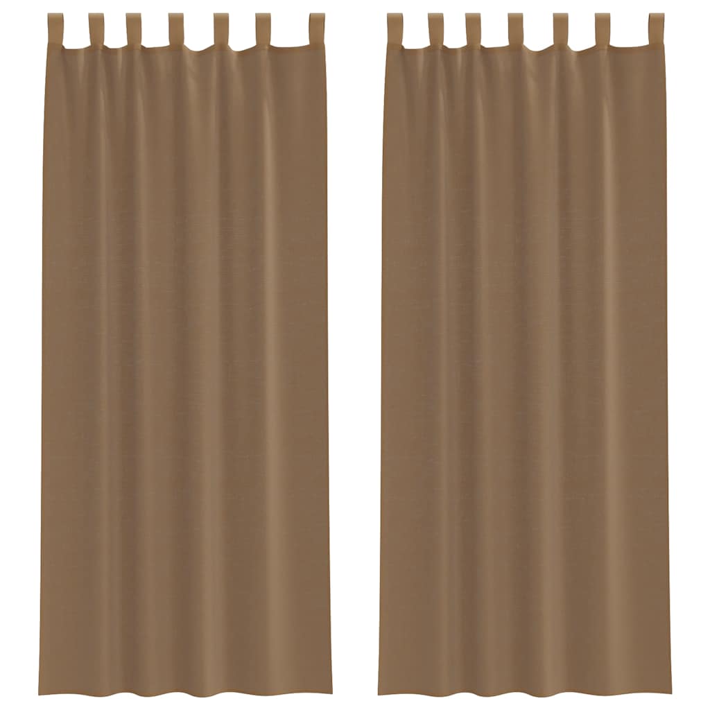 Tende in Voile con Passanti 2 pz Marrone Chiaro 140x260 cm