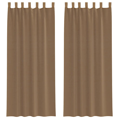 Tende in Voile con Passanti 2 pz Marrone Chiaro 140x260 cm