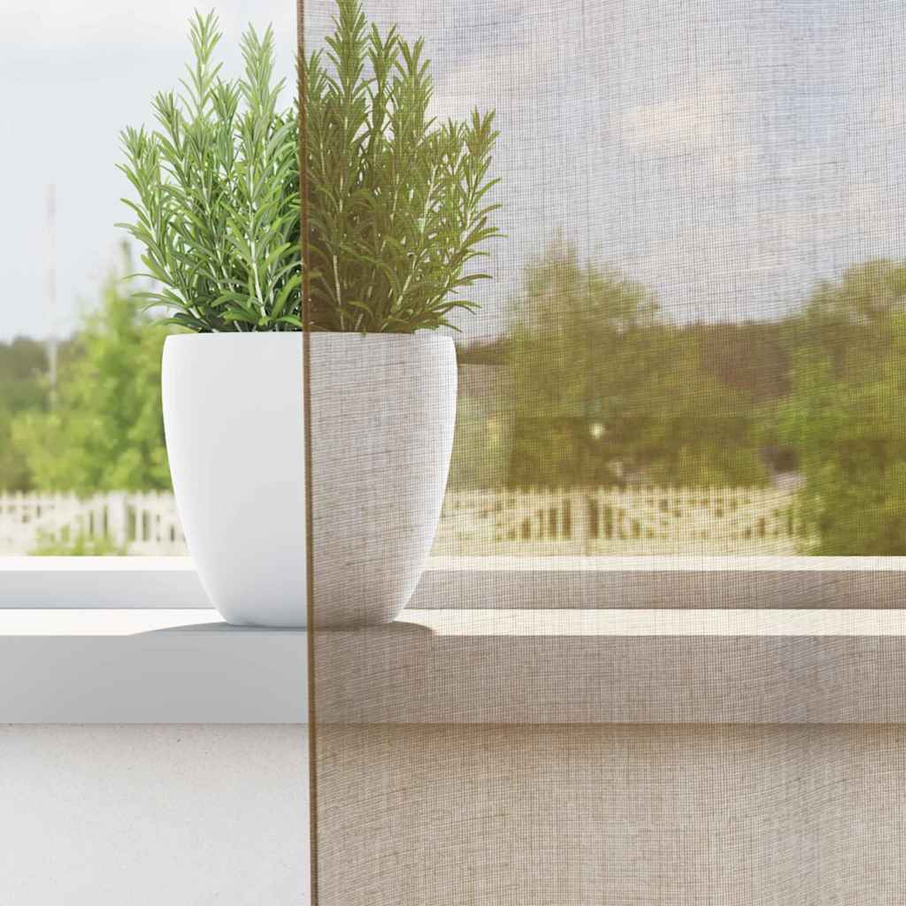 Tende in Voile con Passanti 2 pz Marrone Chiaro 140x260 cm