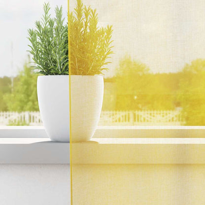 Tende in Voile con Passanti 2 pz Giallo 140x140 cm | homemem39