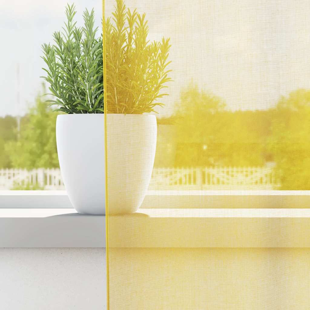 Tende in Voile con Passanti 2 pz Giallo 140x175 cm | homemem39