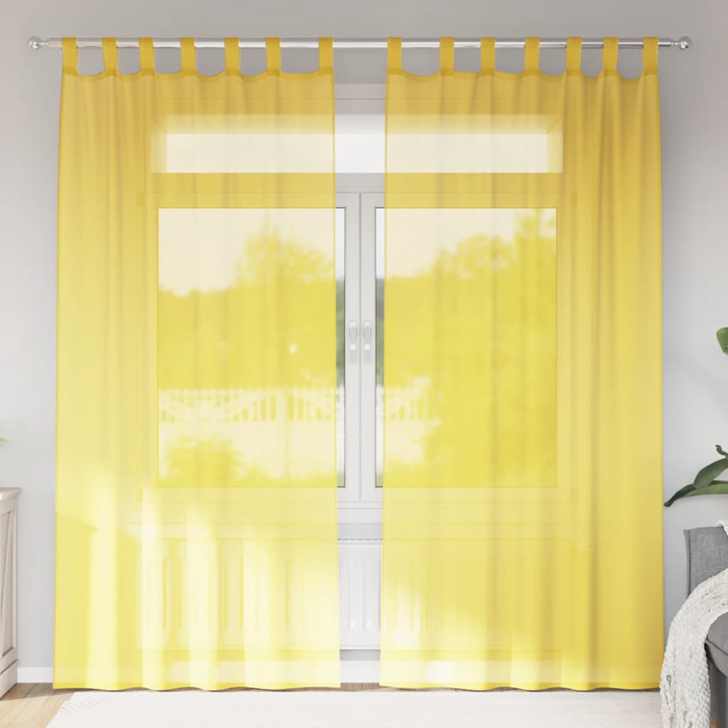 Tende in Voile con Passanti 2 pz Giallo 140x245 cm | homemem39