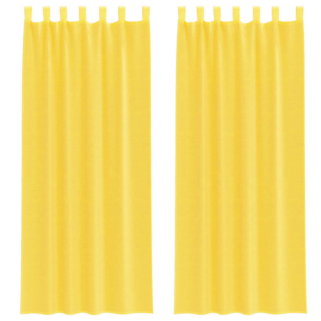 Tende in Voile con Passanti 2 pz Giallo 140x260 cm | homemem39