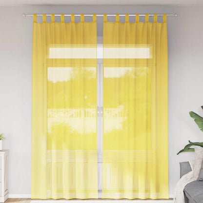 Tende in Voile con Passanti 2 pz Giallo 140x260 cm | homemem39