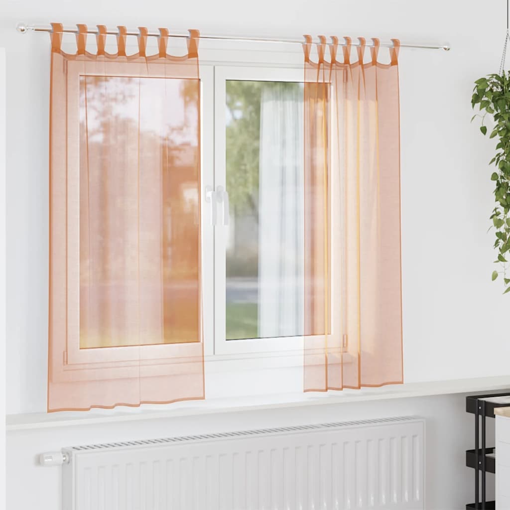 Tende in Voile con Passanti 2 pz Terracotta 140x140 cm | homemem39