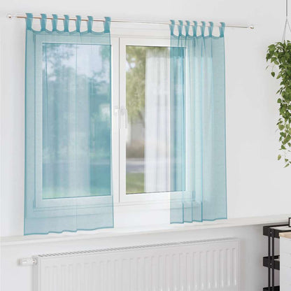 Tende in Voile con Passanti 2 pz Turchese 140x175 cm | homemem39