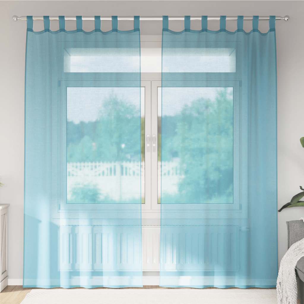 Tende in Voile con Passanti 2 pz Turchese 140x225 cm | homemem39