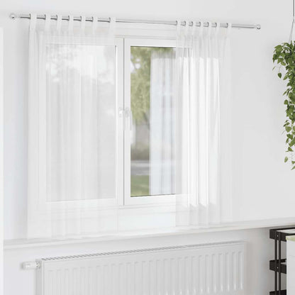 Tende in Voile con Passanti 2 pz Bianco 140x140 cm | homemem39