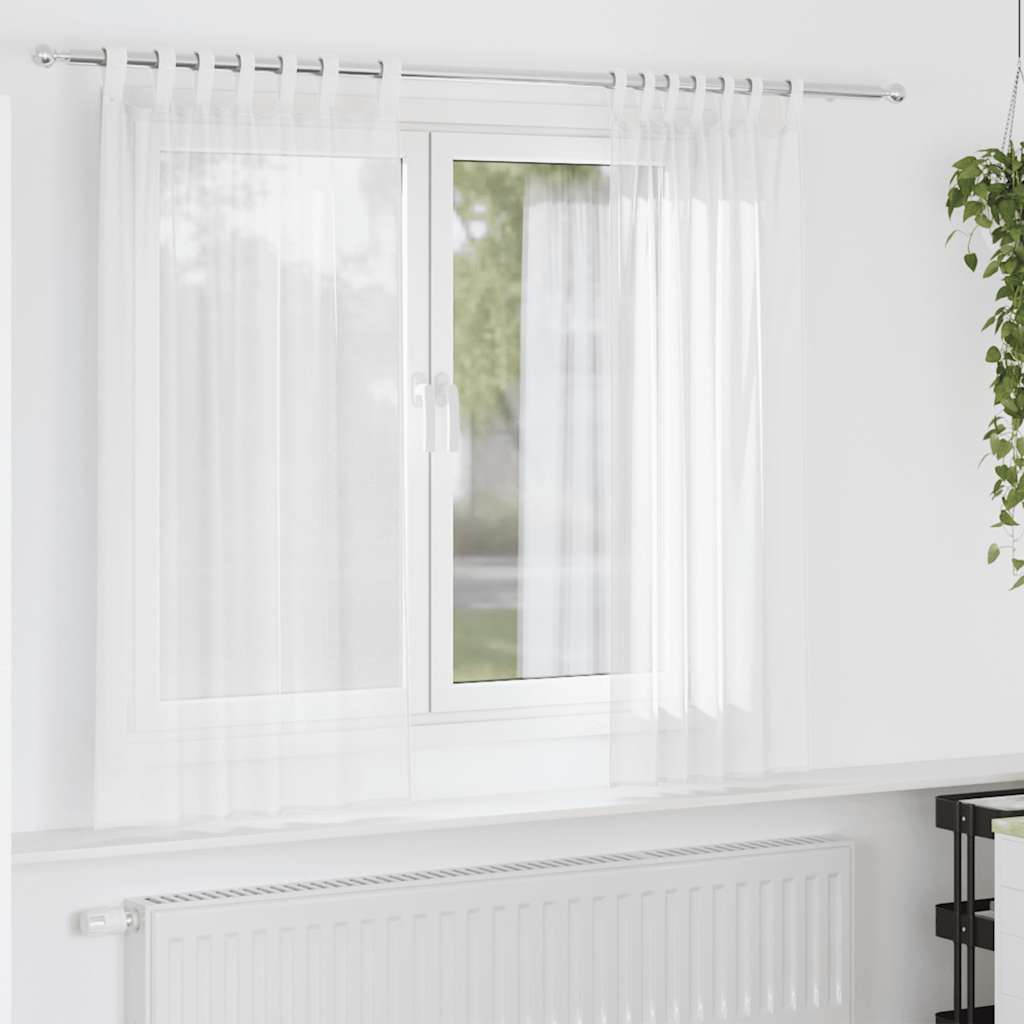Tende in Voile con Passanti 2 pz Bianco 140x175 cm | homemem39