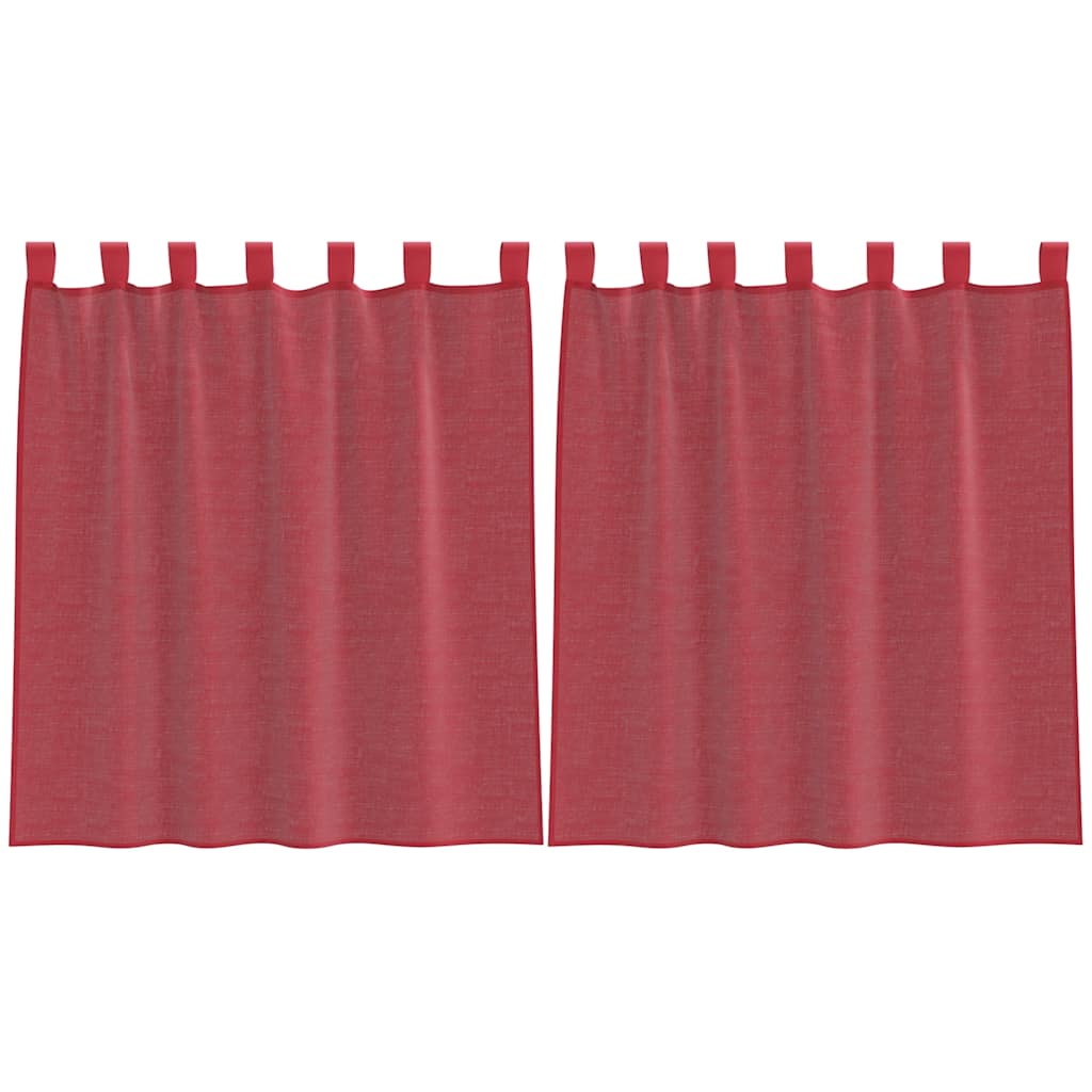 Tende in Voile con Passanti 2 pz Rosso Vino 140x140 cm | homemem39