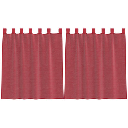 Tende in Voile con Passanti 2 pz Rosso Vino 140x140 cm