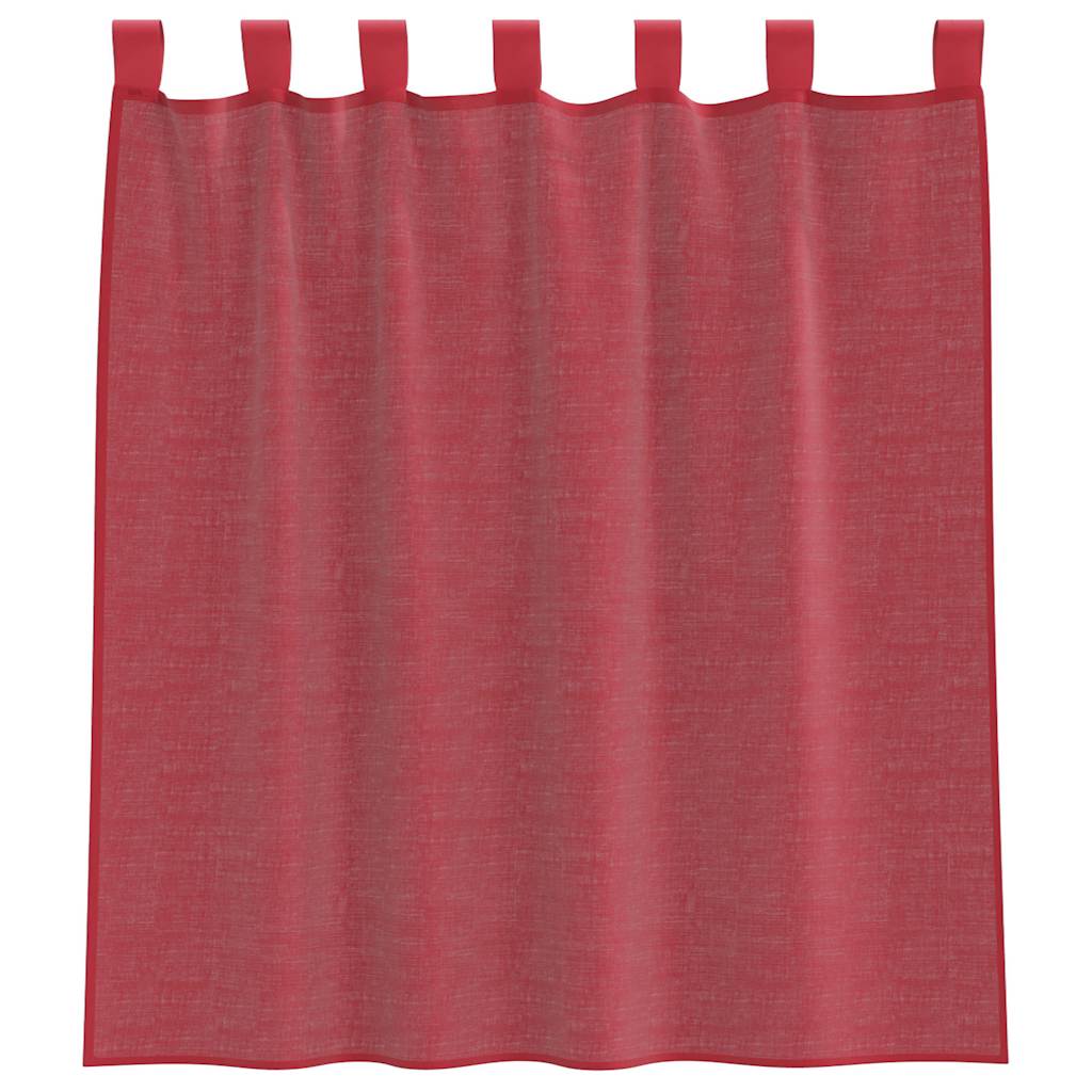 Tende in Voile con Passanti 2 pz Rosso Vino 140x140 cm