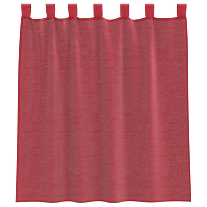 Tende in Voile con Passanti 2 pz Rosso Vino 140x140 cm