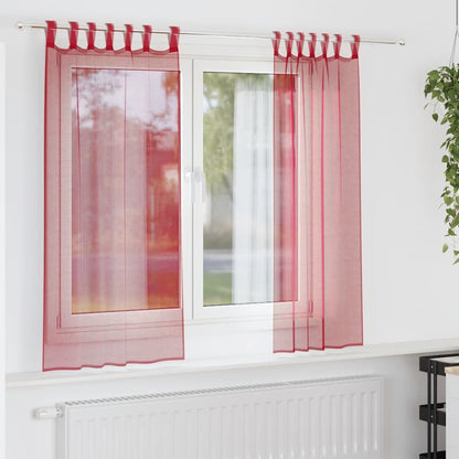 Tende in Voile con Passanti 2 pz Rosso Vino 140x140 cm