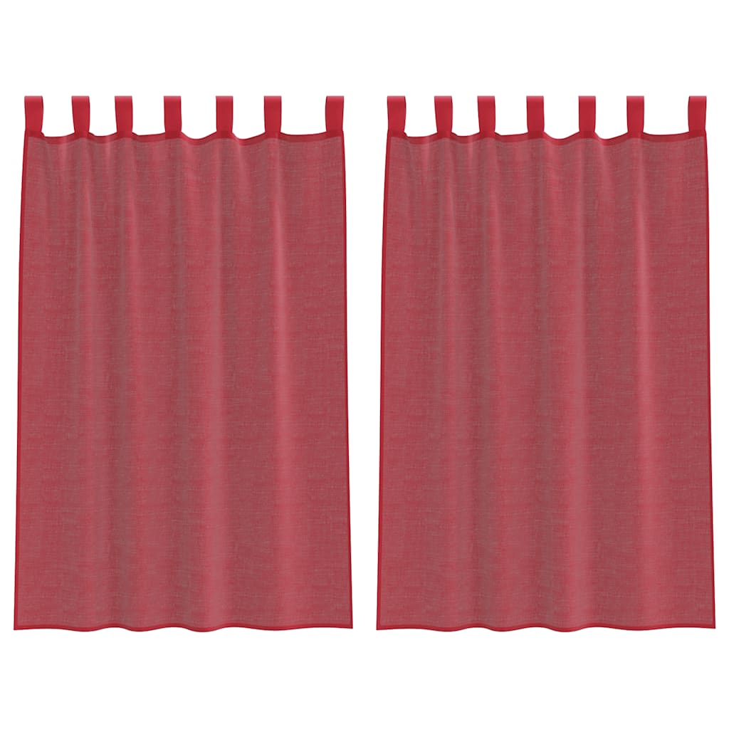 Tende in Voile con Passanti 2 pz Rosso Vino 140x175 cm