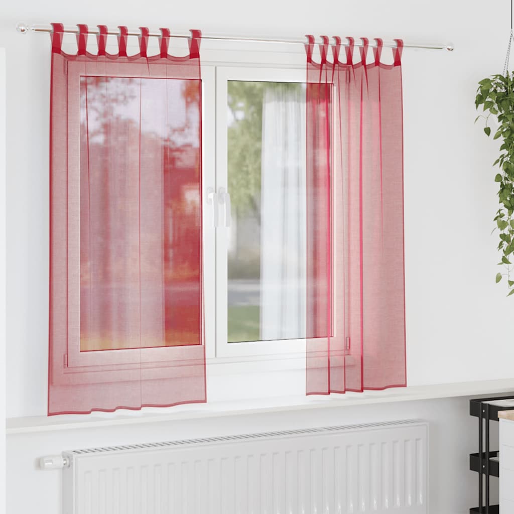 Tende in Voile con Passanti 2 pz Rosso Vino 140x175 cm