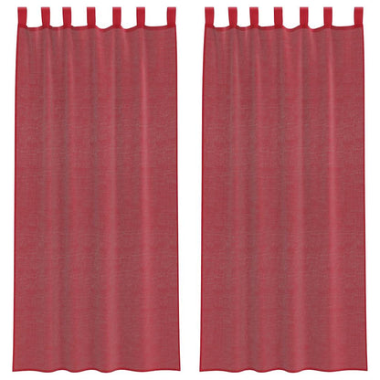 Tende in Voile con Passanti 2 pz Rosso Vino 140x225 cm | homemem39