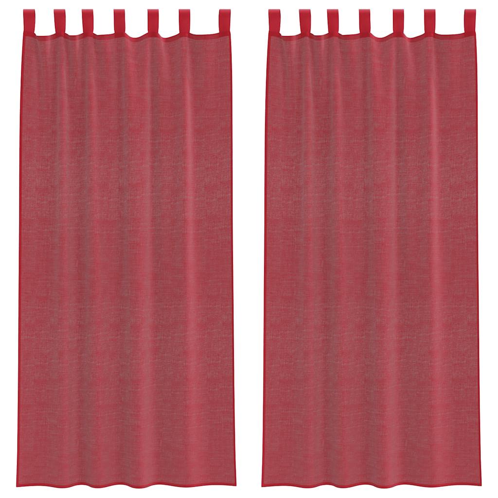 Tende in Voile con Passanti 2 pz Rosso Vino 140x245 cm