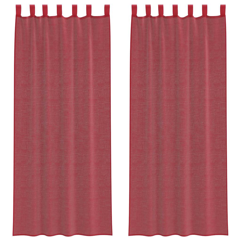 Tende in Voile con Passanti 2 pz Rosso Vino 140x260 cm | homemem39