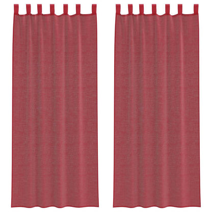 Tende in Voile con Passanti 2 pz Rosso Vino 140x260 cm | homemem39