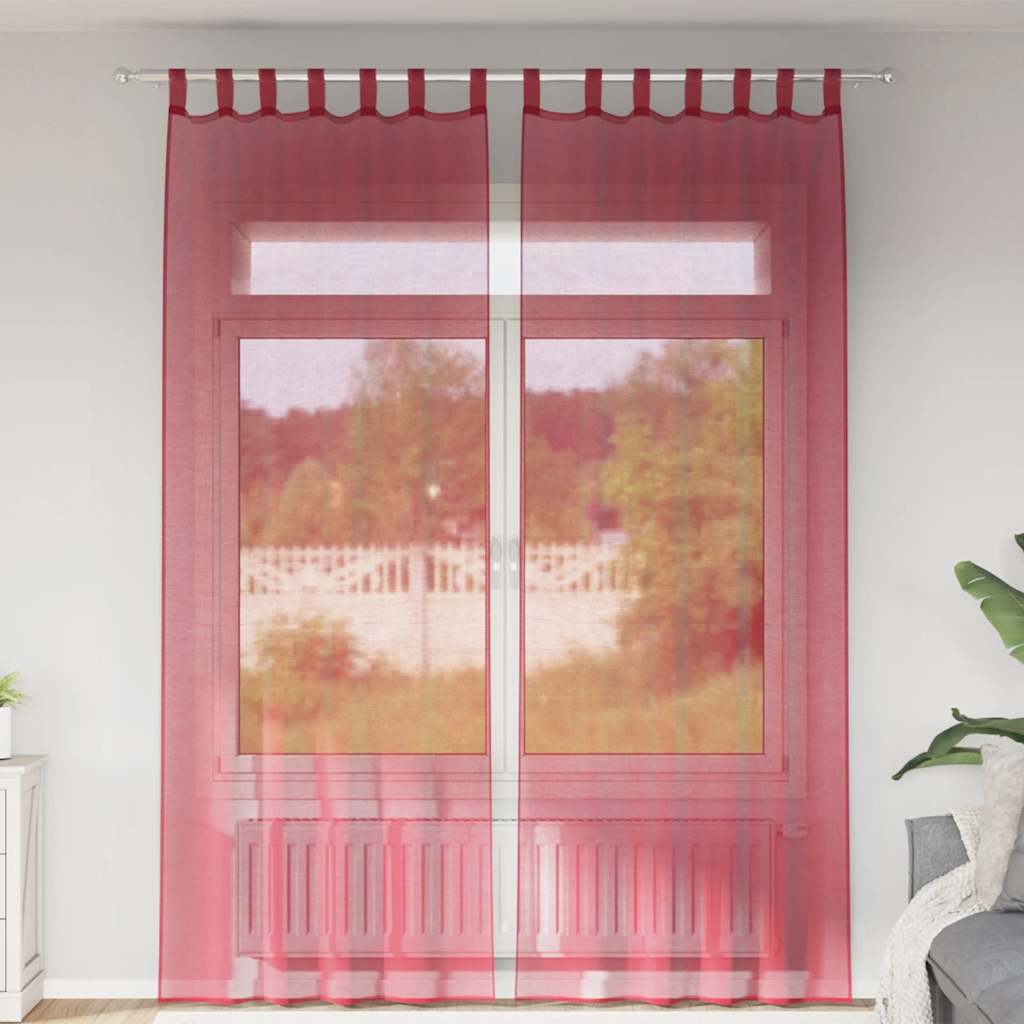 Tende in Voile con Passanti 2 pz Rosso Vino 140x260 cm | homemem39