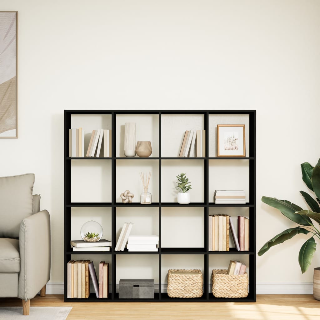 Libreria Nera 137,5x29x137,5 cm in Legno Multistrato