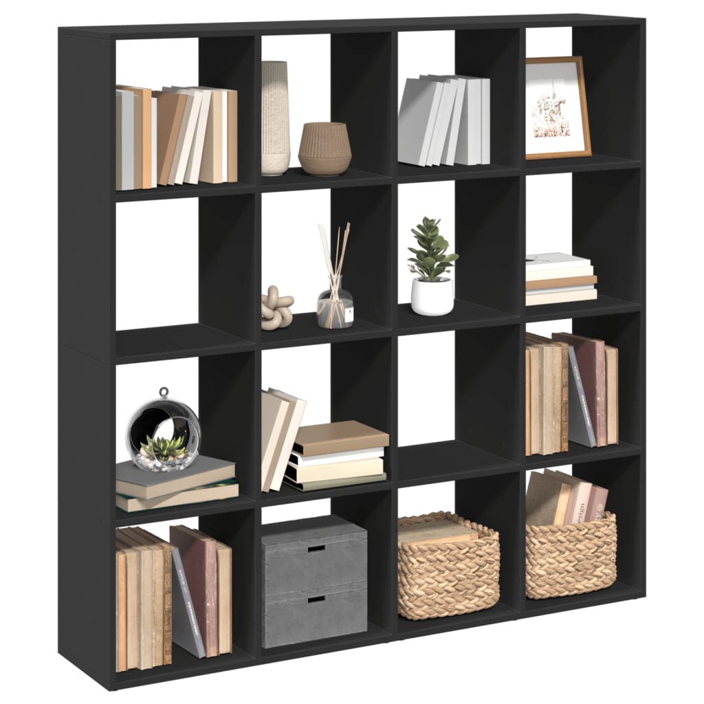 Libreria Nera 137,5x29x137,5 cm in Legno Multistrato