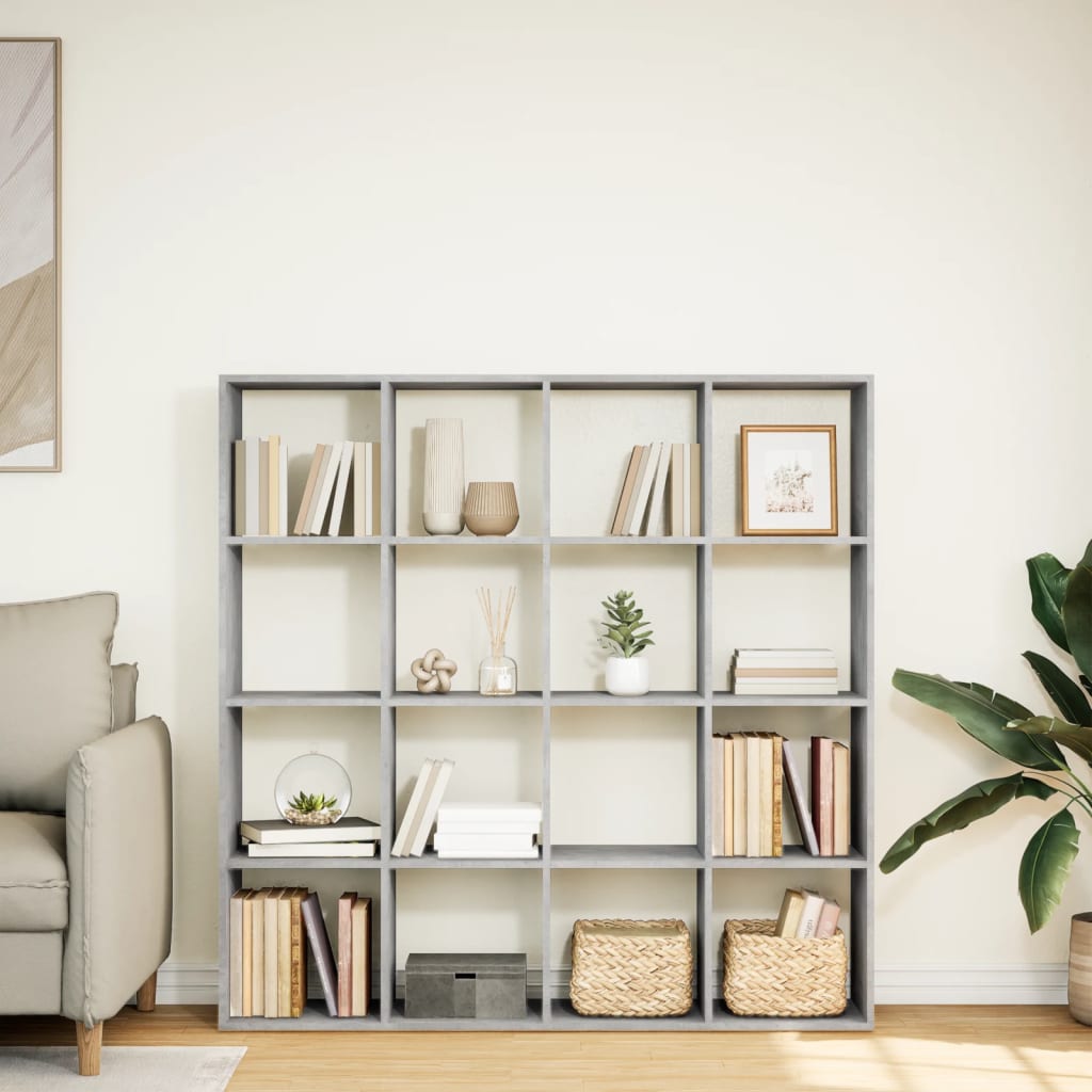 Libreria Grigio Cemento 137,5x29x137,5 cm in Legno Multistrato