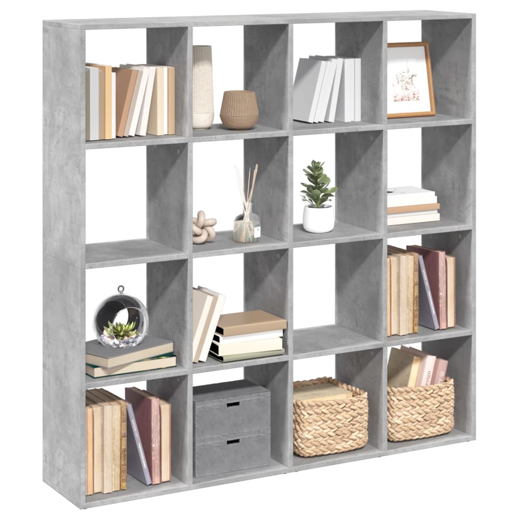 Libreria Grigio Cemento 137,5x29x137,5 cm in Legno Multistrato