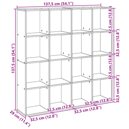 Libreria Grigio Cemento 137,5x29x137,5 cm in Legno Multistrato | homemem39