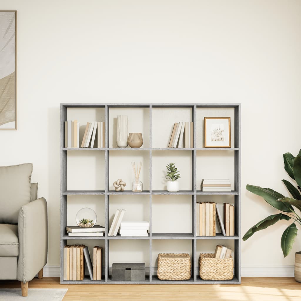 Libreria Grigio Sonoma 137,5x29x137,5 cm in Legno Multistrato