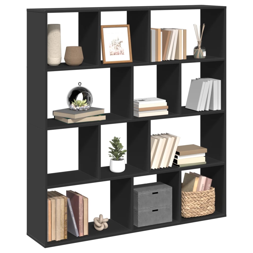 Libreria Nera 132x29x141,5 cm in Legno Multistrato