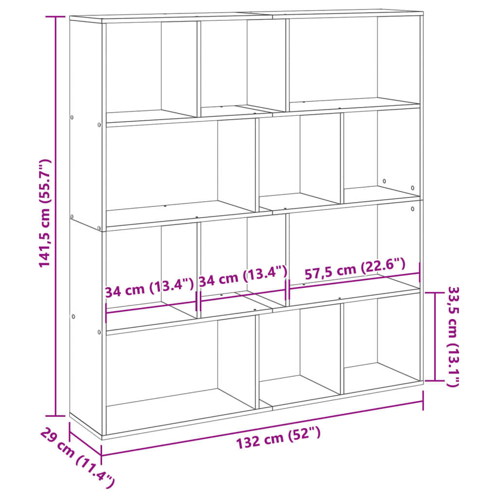 Libreria Nera 132x29x141,5 cm in Legno Multistrato