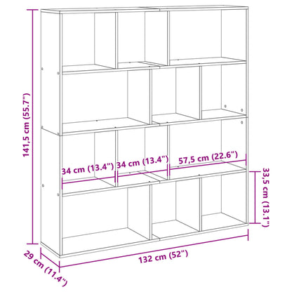 Libreria Nera 132x29x141,5 cm in Legno Multistrato