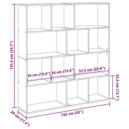 Libreria Grigio Cemento 132x29x141,5 cm in Legno Multistrato