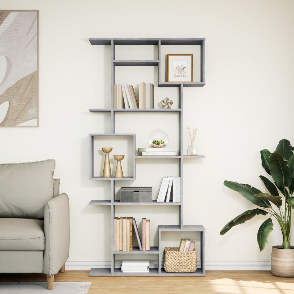 Libreria Grigio Cemento 92x29x188 cm in Legno Multistrato