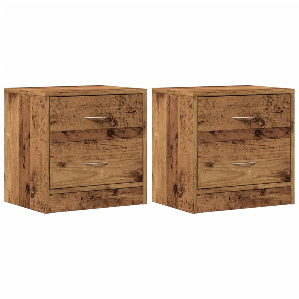 Comodini Legno Antico 2 pz 40x30x40 cm in Legno Multistrato - homemem39