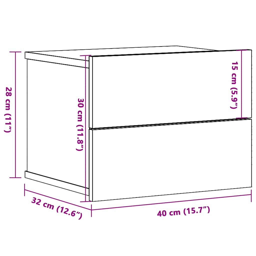 Comodini a Muro 2 pz Legno Antico 40x32x30 cm - homemem39