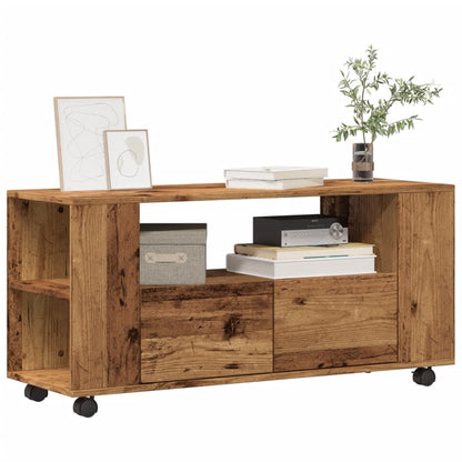 Mobile Porta TV con Ruote Legno Antico 102x34,5x43cm Truciolato | homemem39