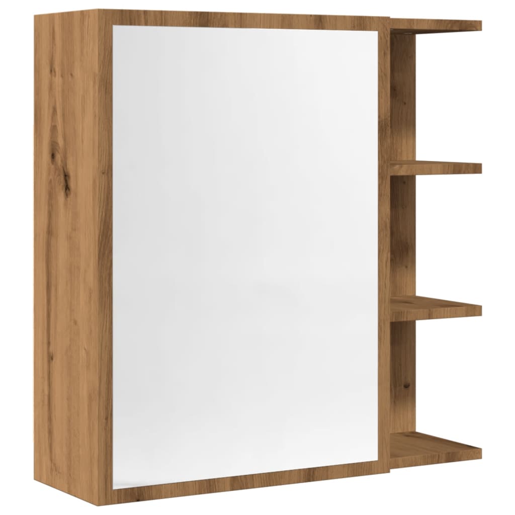 Mobile Bagno con Specchio Rovere 62,5x20,5x64 cm Multistrato | homemem39
