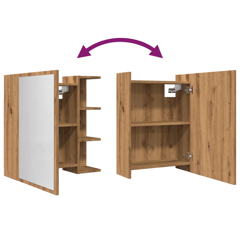 Mobile Bagno con Specchio Rovere 62,5x20,5x64 cm Multistrato