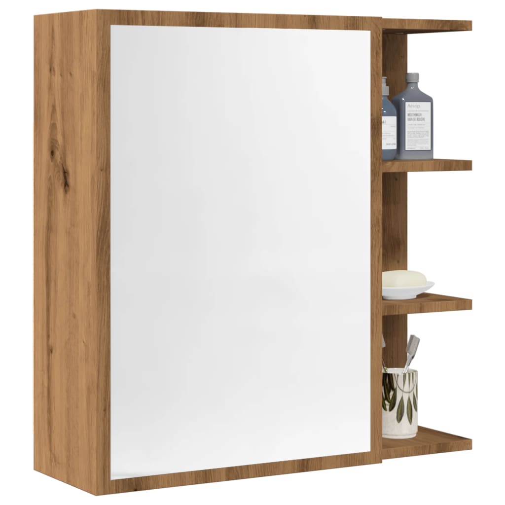 Mobile Bagno con Specchio Rovere 62,5x20,5x64 cm Multistrato | homemem39