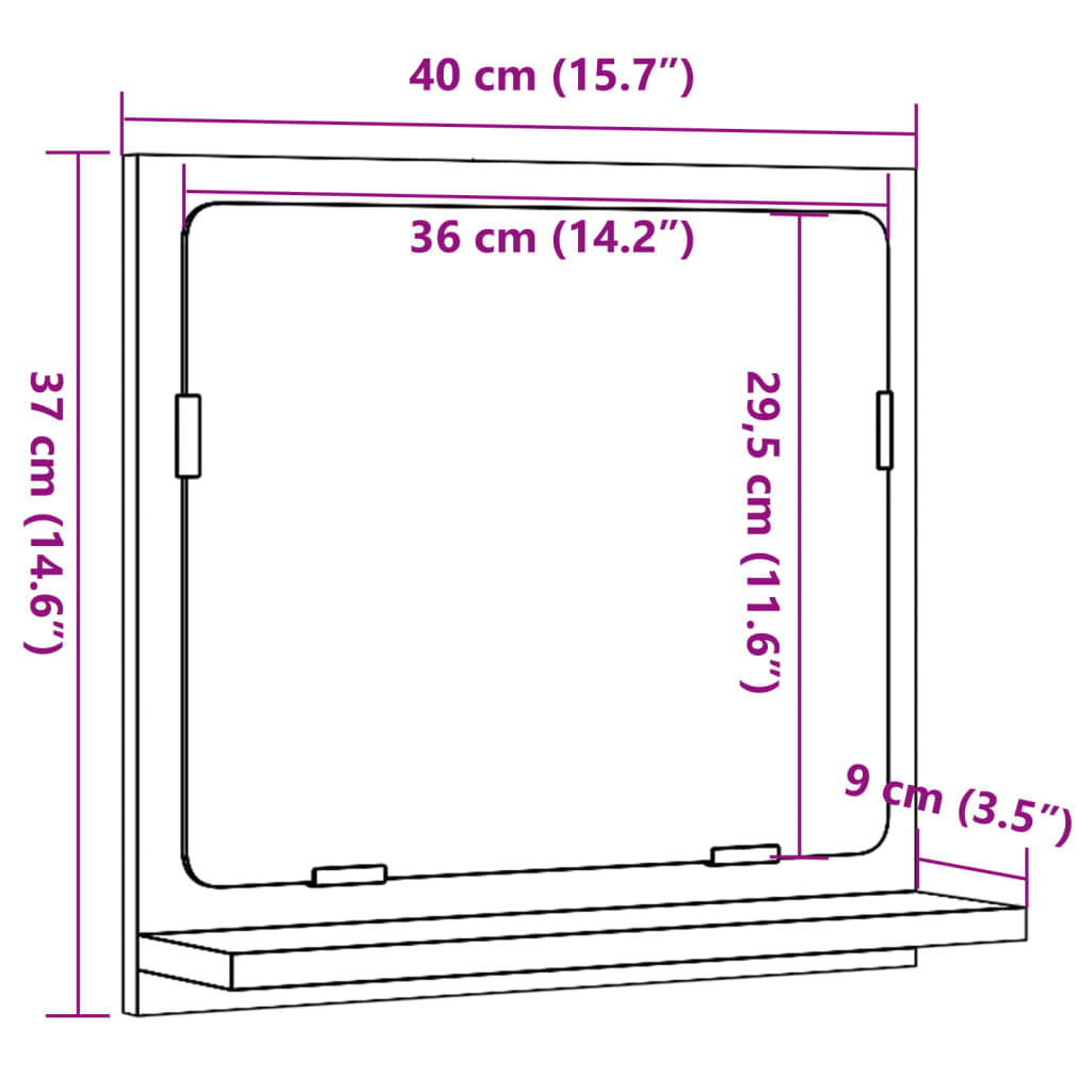 Mobile Bagno Specchio Rovere Artigianale 40x11x37 cm Truciolato | homemem39